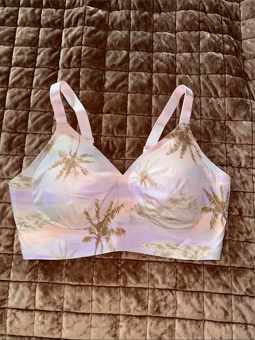 EBY Palm Print Bralette - Pink, Lavender, Beige